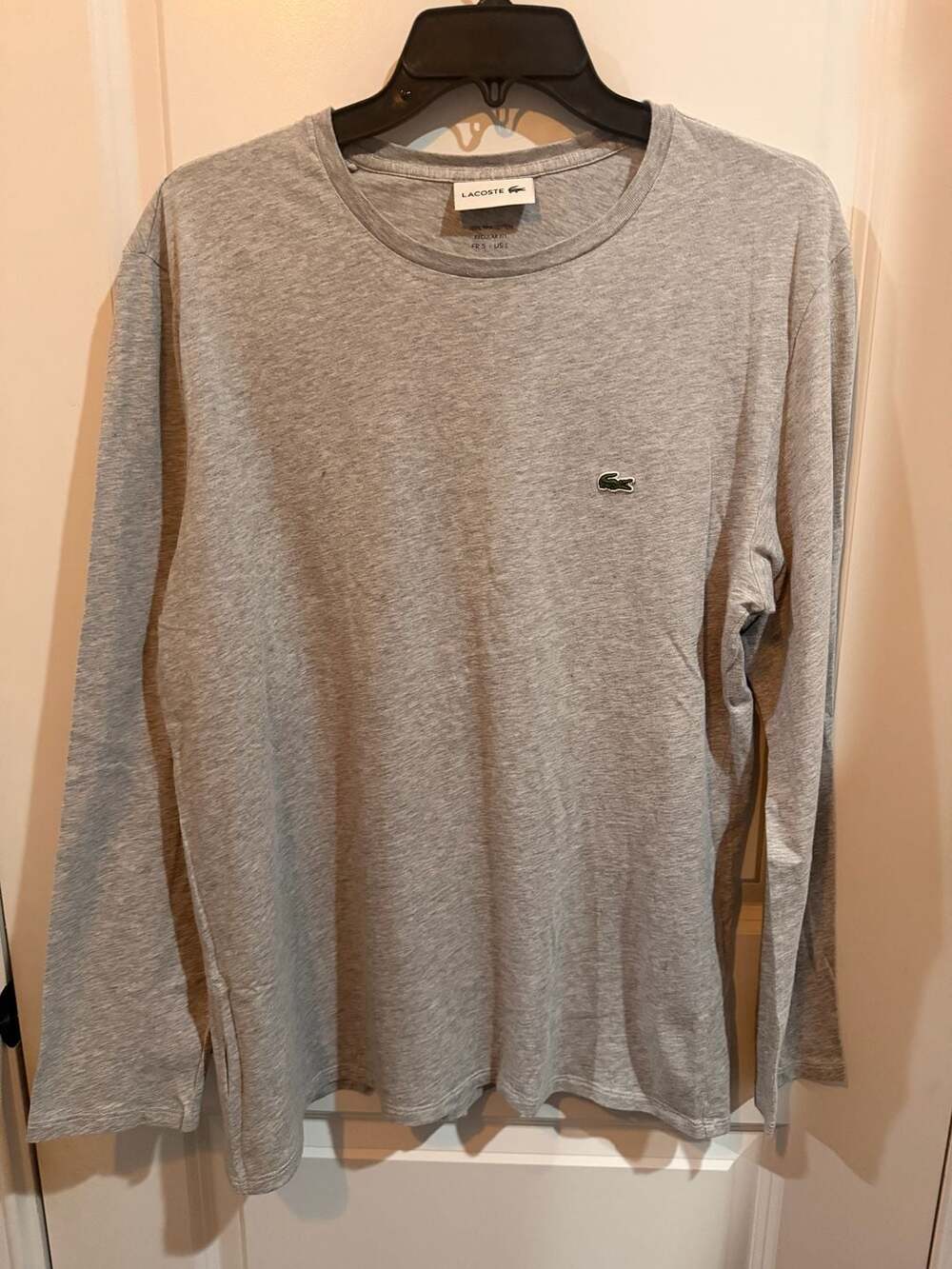 Lacoste TH6712 Pima Cotton Long Sleeve T-Shirt Gray Size L